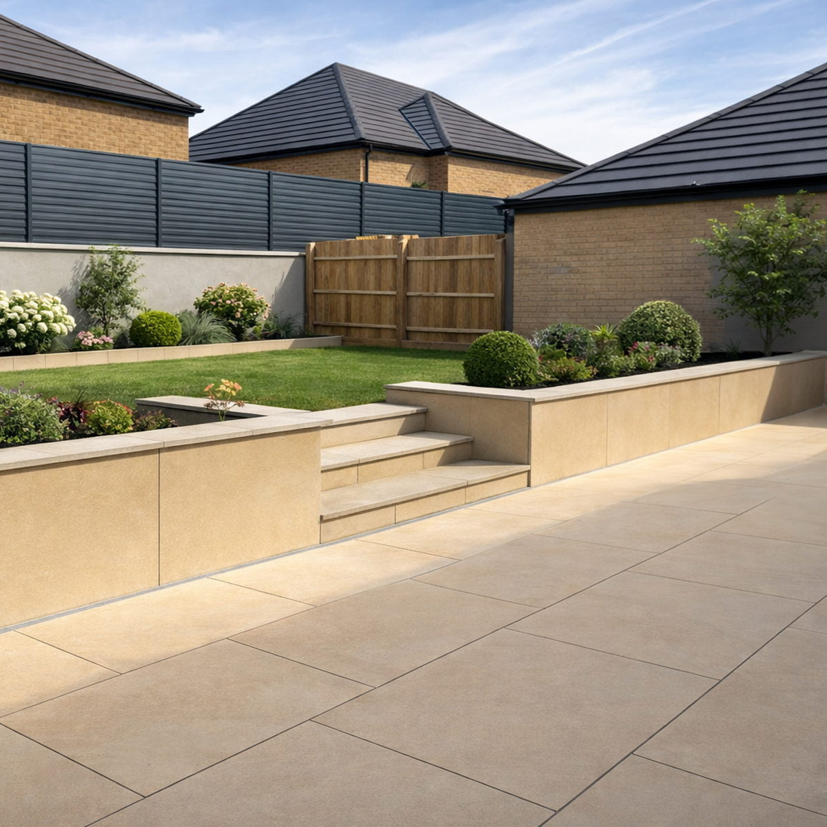 hammerstone beige porcelain paving 900 x 600