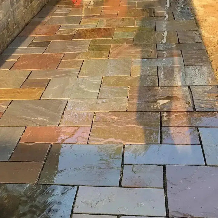 Raj Blend Indian Sandstone Paving Patio 3 Sizes 22mm – paving-slabs-ie