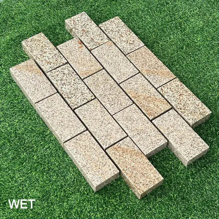 Sawn Granite Setts Yellow Gold Edging Stone 200x100x50mm – paving-slabs-ie