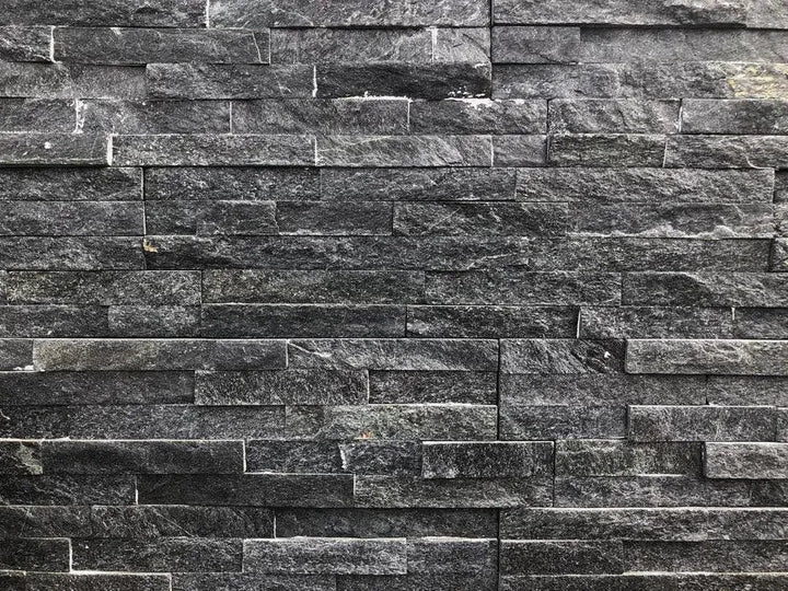 black sparkle quartz split face tiles