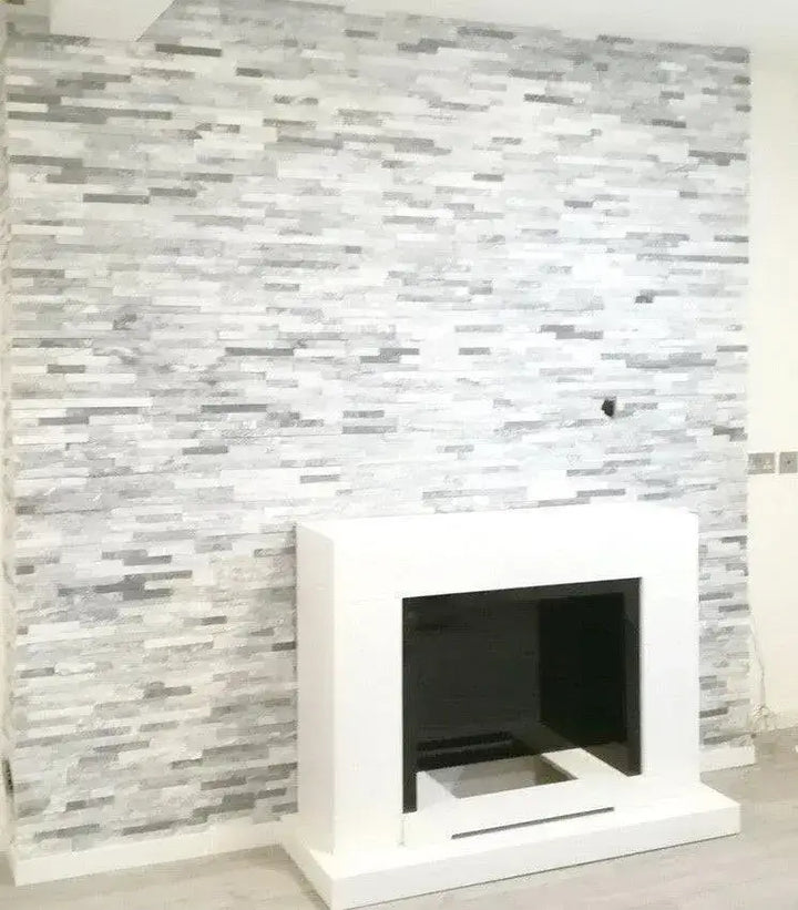split face tiles white grey quartz